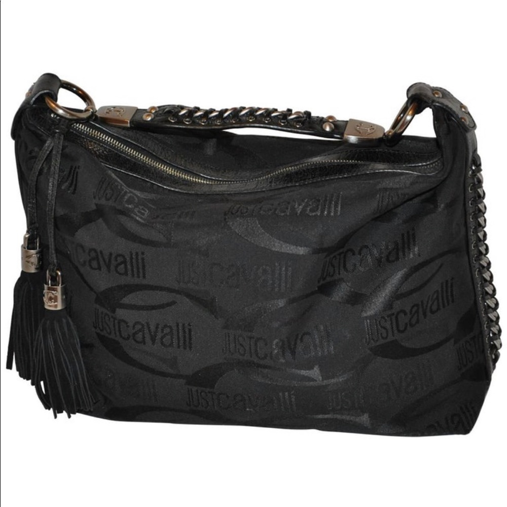 ROBERTO CAVALLI VTG Authentic Signature Logo with Hand-Woven and Tassel Handbag